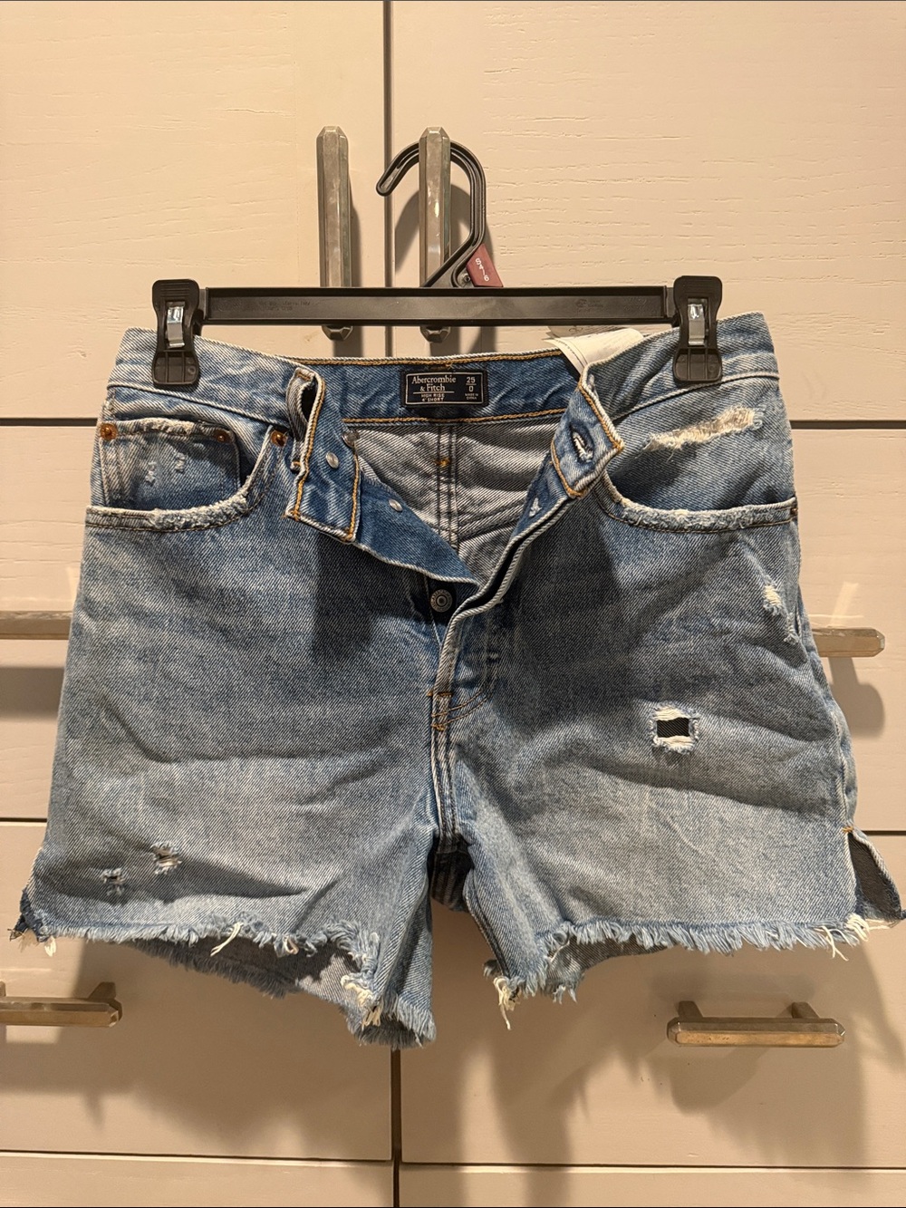 Abercrombie & Fitch Light Blue Distressed Denim Shorts